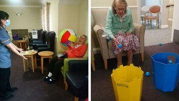 Hayes Care Home Residents enjoy floor game fun